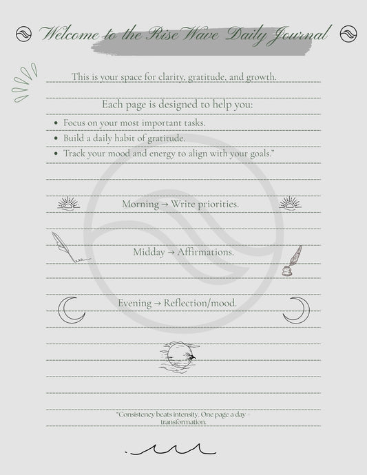Rise Wave Daily Journal — 3 - Edition Digital Bundle (PDFs) - Rise Wave Motivate