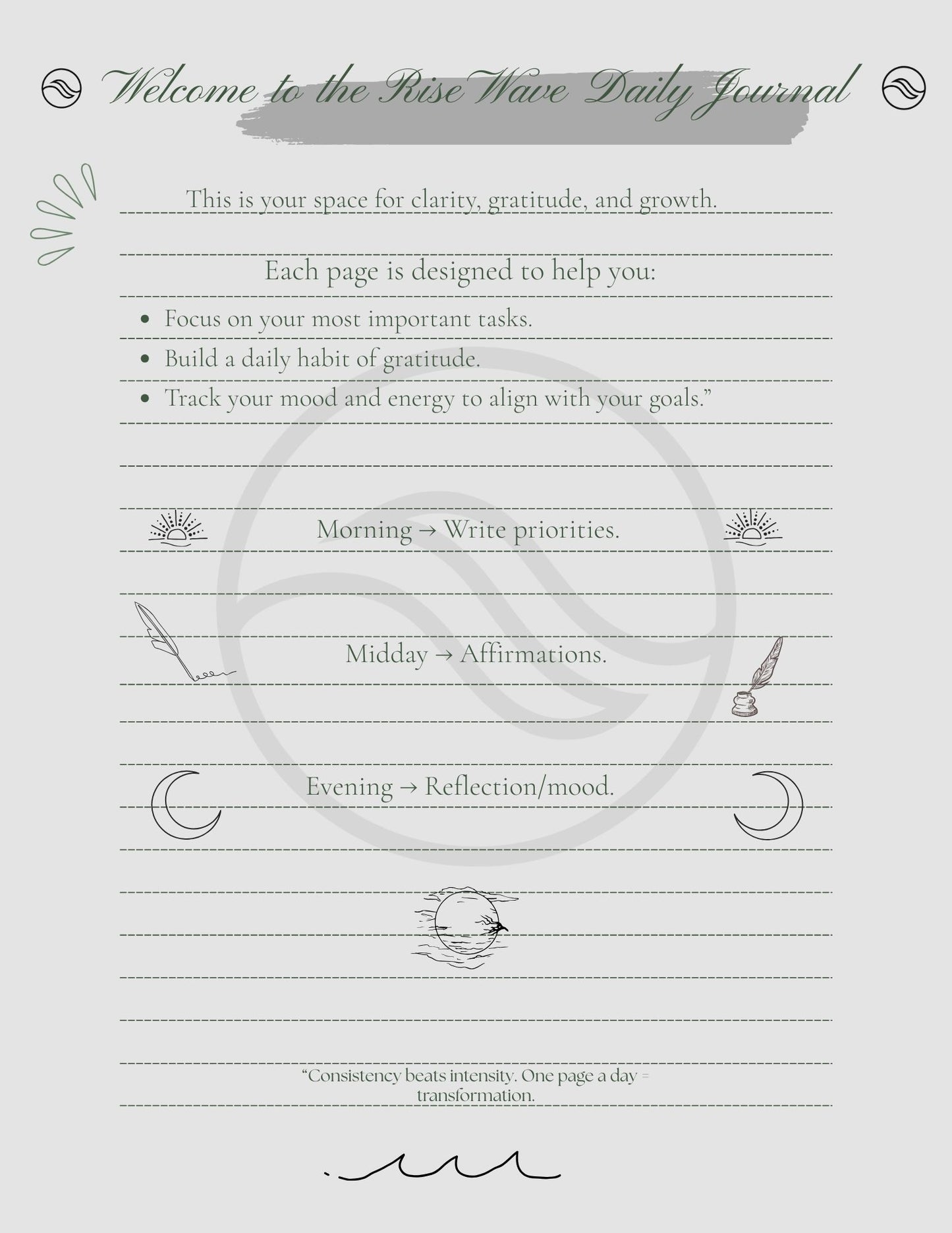 Rise Wave Daily Journal — 3 - Edition Digital Bundle (PDFs) - Rise Wave Motivate