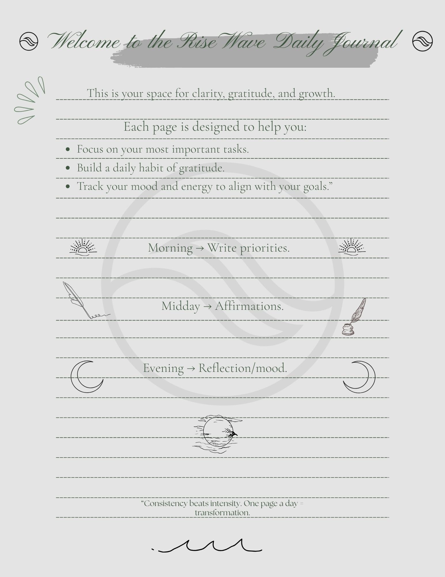 Rise Wave Daily Journal — 3 - Edition Digital Bundle (PDFs) - Rise Wave Motivate