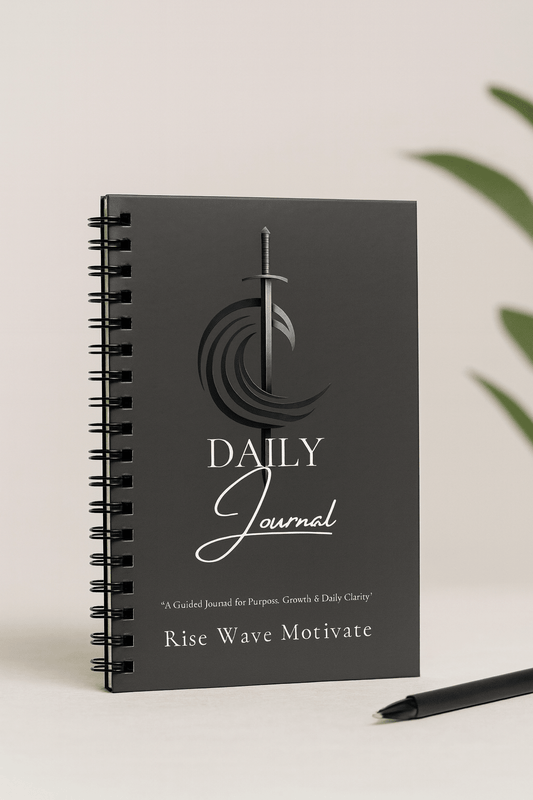 Daily Journal Spiral Notebook — "Rise Wave Motivate" Guided Ruled Notebook - Rise Wave Motivate